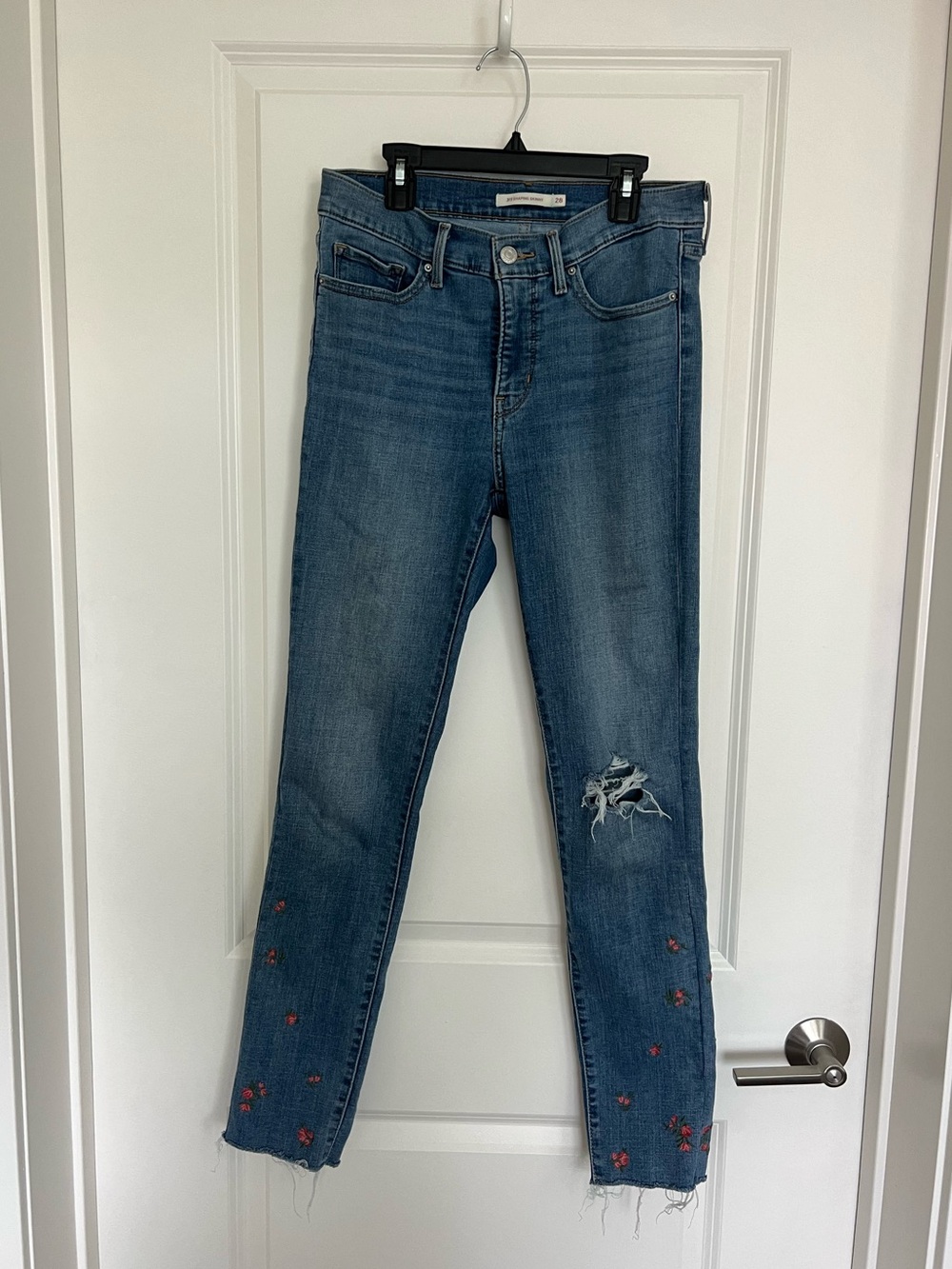 Levi’s Womens Blue Jeans with Embroidered Flowers